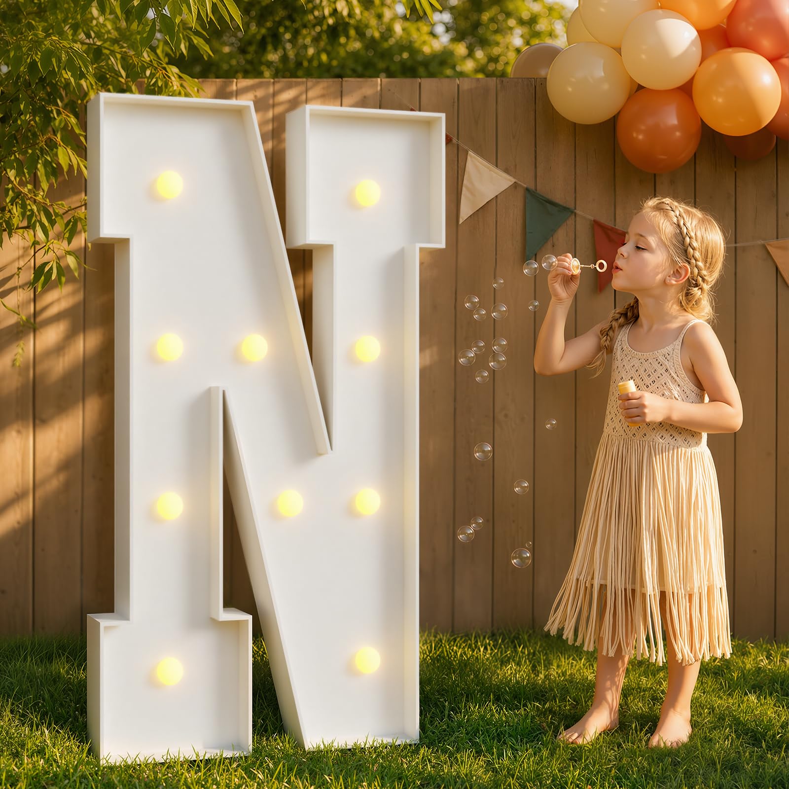 Photo 1 of imprsv 4FT Marquee Letters Large Light Up Letters for Birthday Party Decor Wedding Decorations, Marquee N for Party Decoration Large Signs Arch Kit Decorations