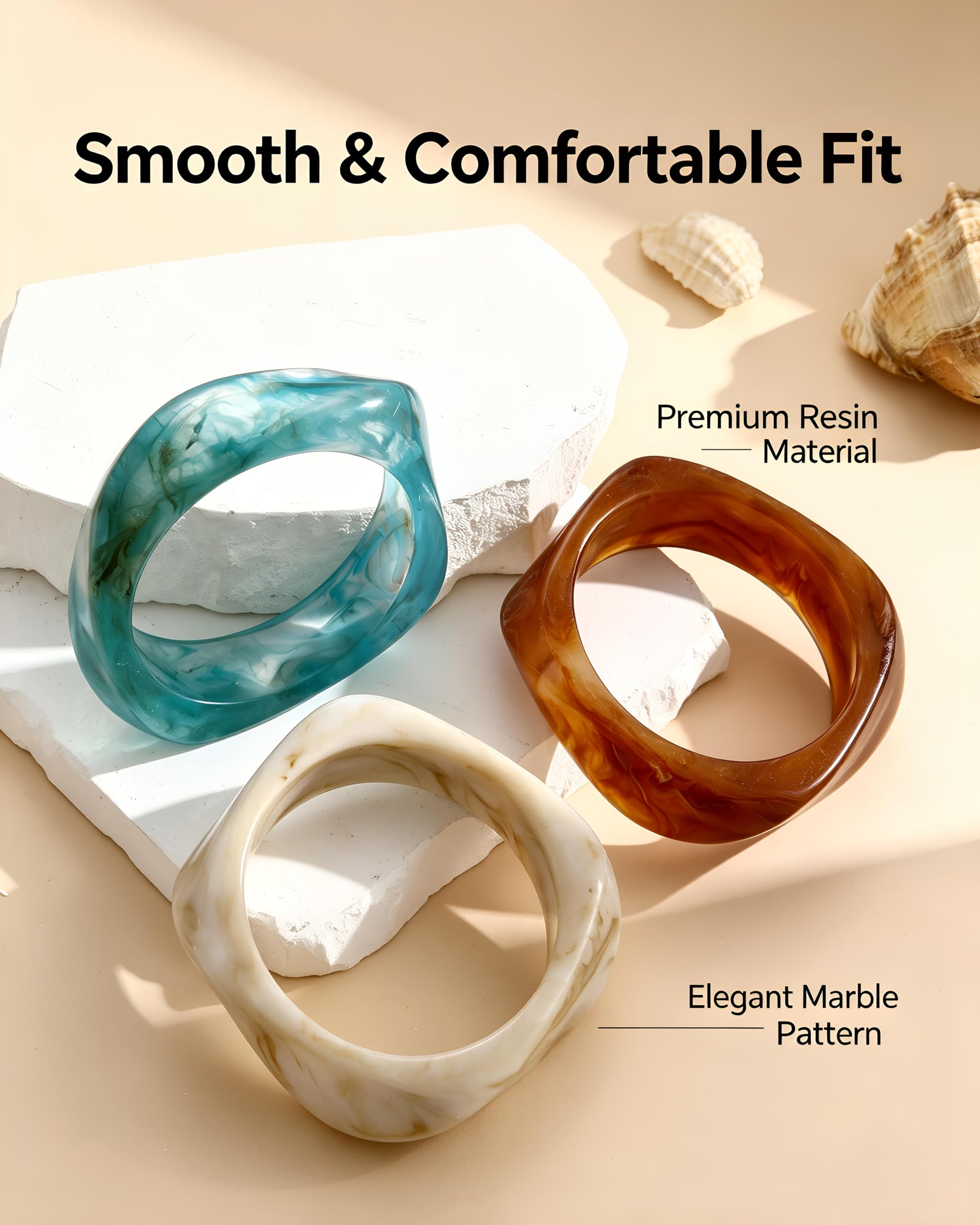ÌF ME Acrylic Bangles Bracelets for Women, Maillard Vintage Acrylic Resin Chunky Bangles Bracelets Fashions Thick Statement bangle Set view 6