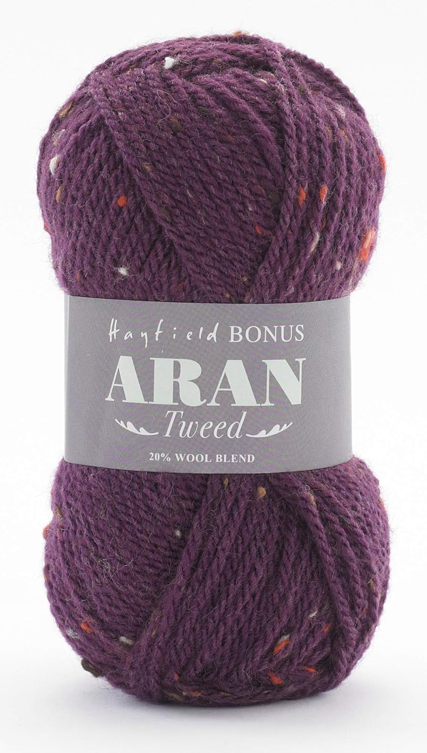 Sirdar Hayfield Bonus Aran Tweed, Plum (663), 400g, Purple F011-0663