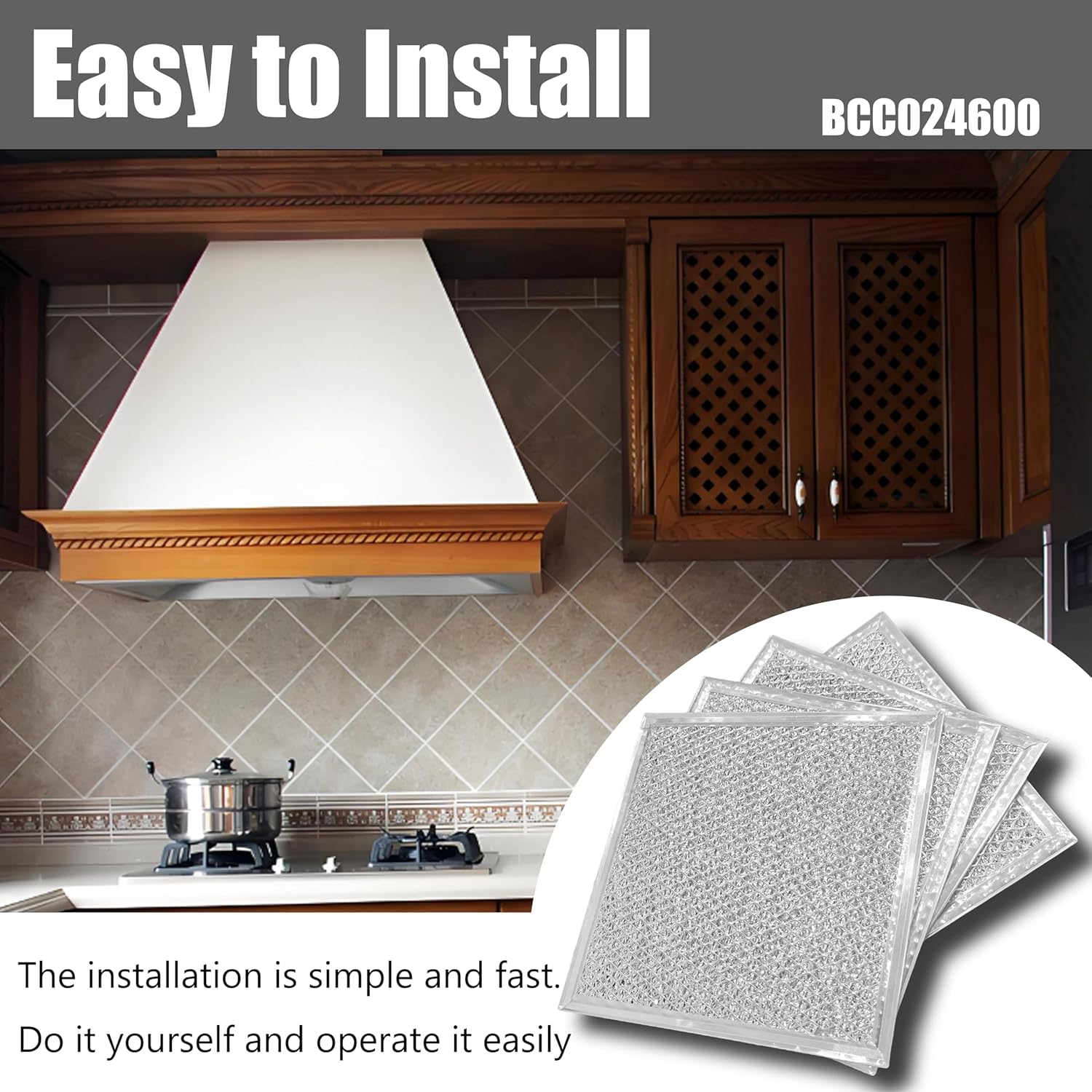 BCC024600 Range Hood Filter Replacement 8X8 Inches Compatible with BCC024600 53028 VNF-2M03-2 Ventline Exhaust Fan 12-Layer Grease Filter(4 Pack) - Image 4
