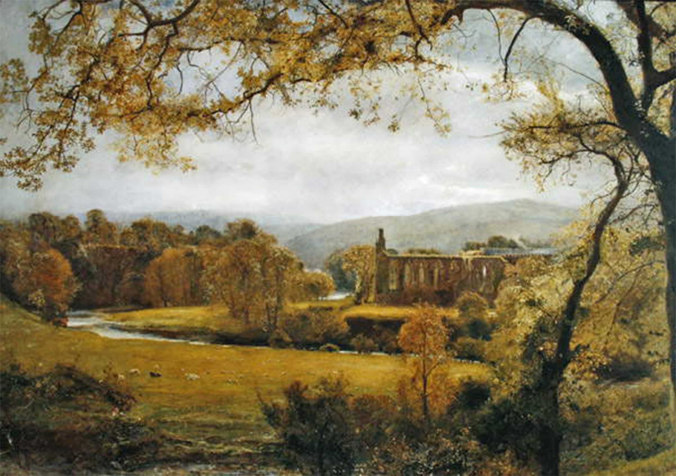 POSTERIIk Famous Animal Posters Vintage Picture Bolton Abbey by William North Modern Wall Decor for Home Decor 60x90cm