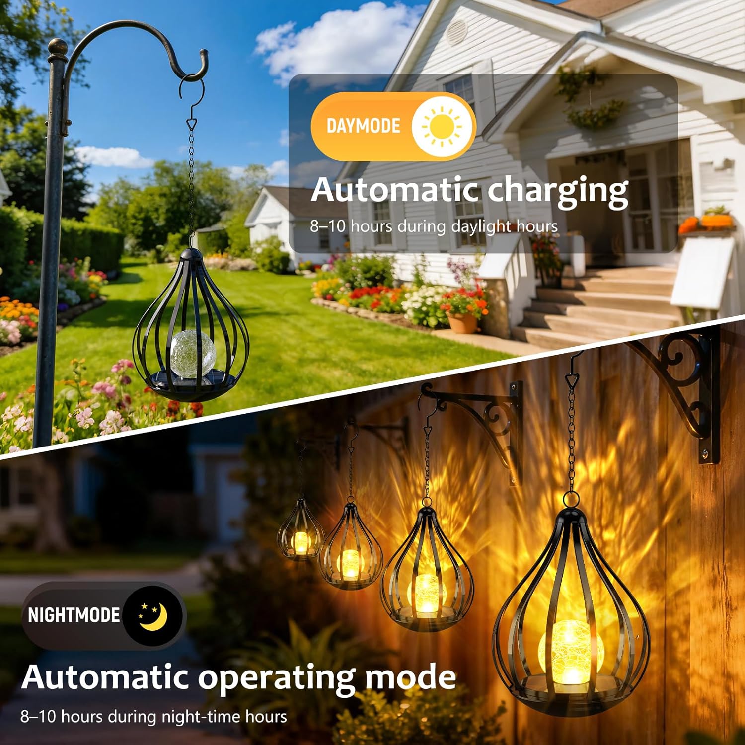 Solar Garden Lantern with Mesh Pattern Light Effect, IP65 Waterproof Solar Light for Outdoor Yard Patio Garden Decoration, Warm White,1 Pack