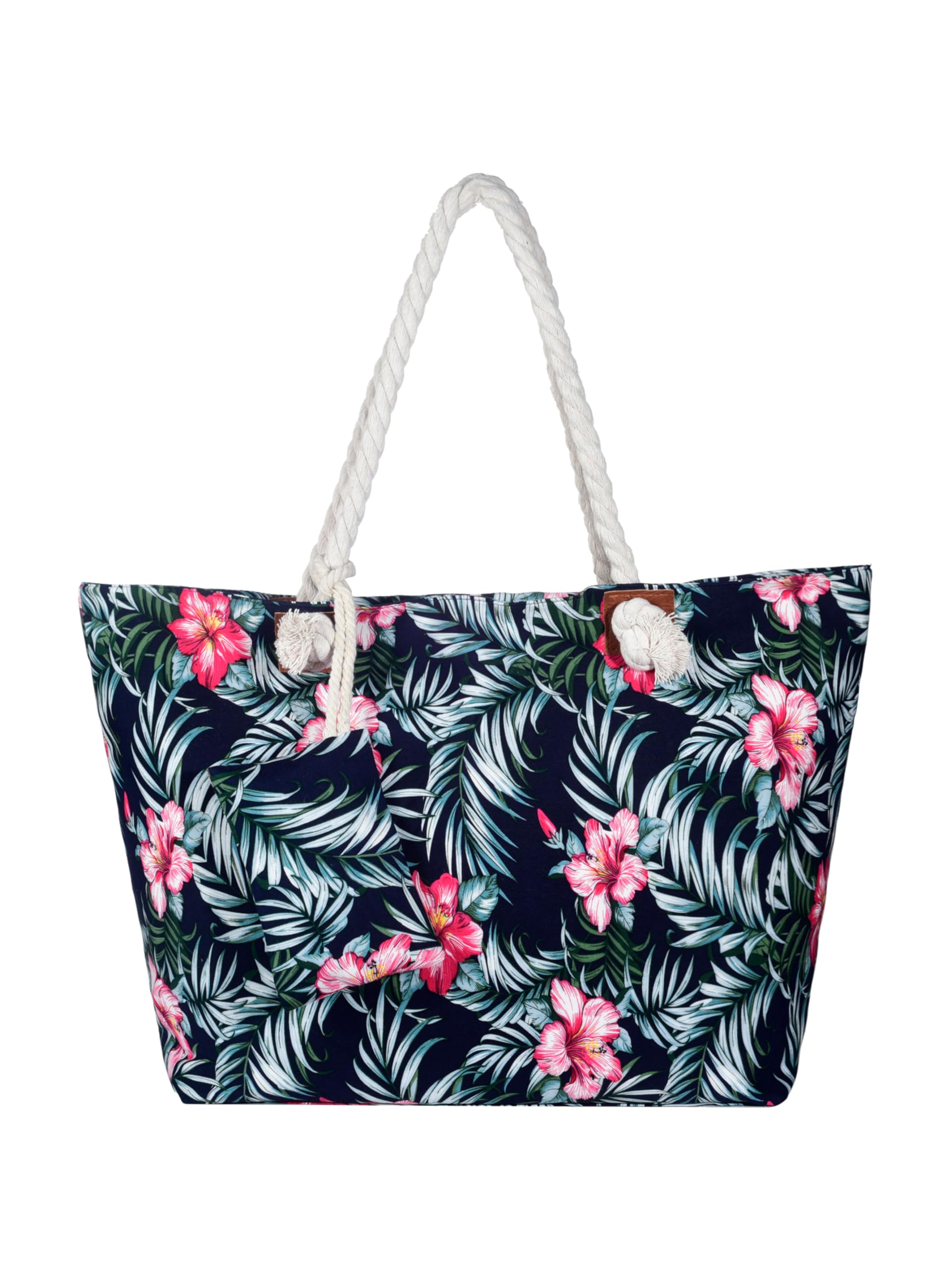 DonDon Strandtasche XXL mit Reißverschluss - Umhängetasche Damen, Shopper Tasche Damen im Beach Look mit Schulterriemen - Urlaub Must Haves Beach bag