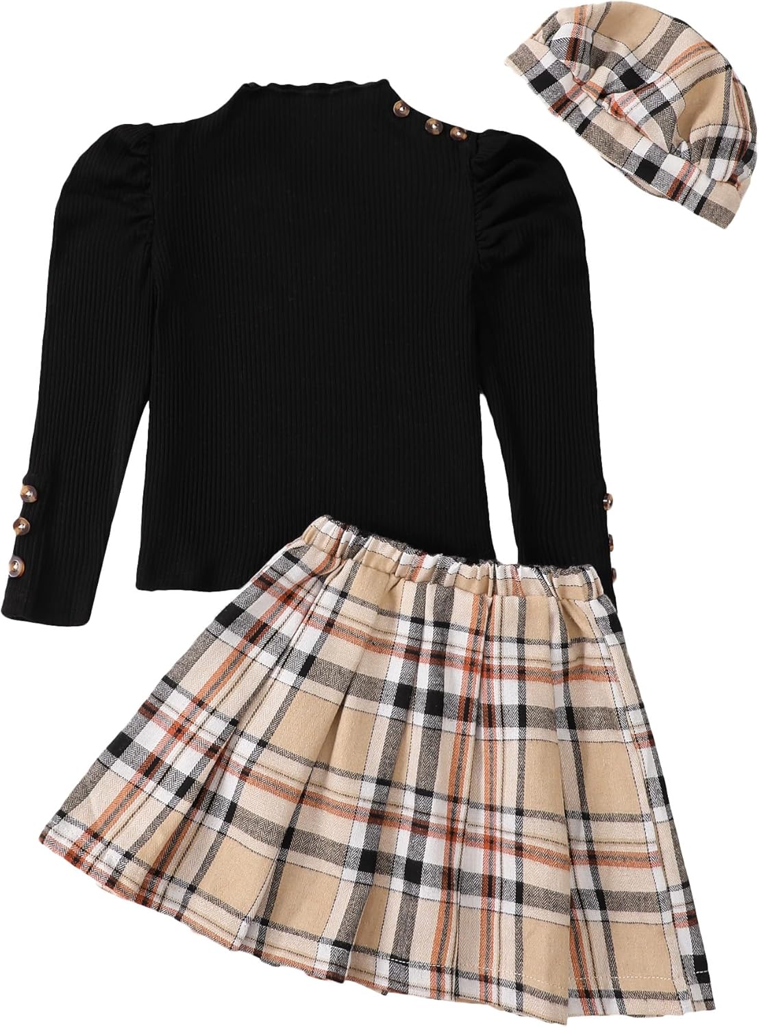 Little Girls Clothes Winter Fall Outfit Casual Long Sleeve Dress Ruffle Shirt Girl Plaid Skirt Set Cute Dresses for Kids