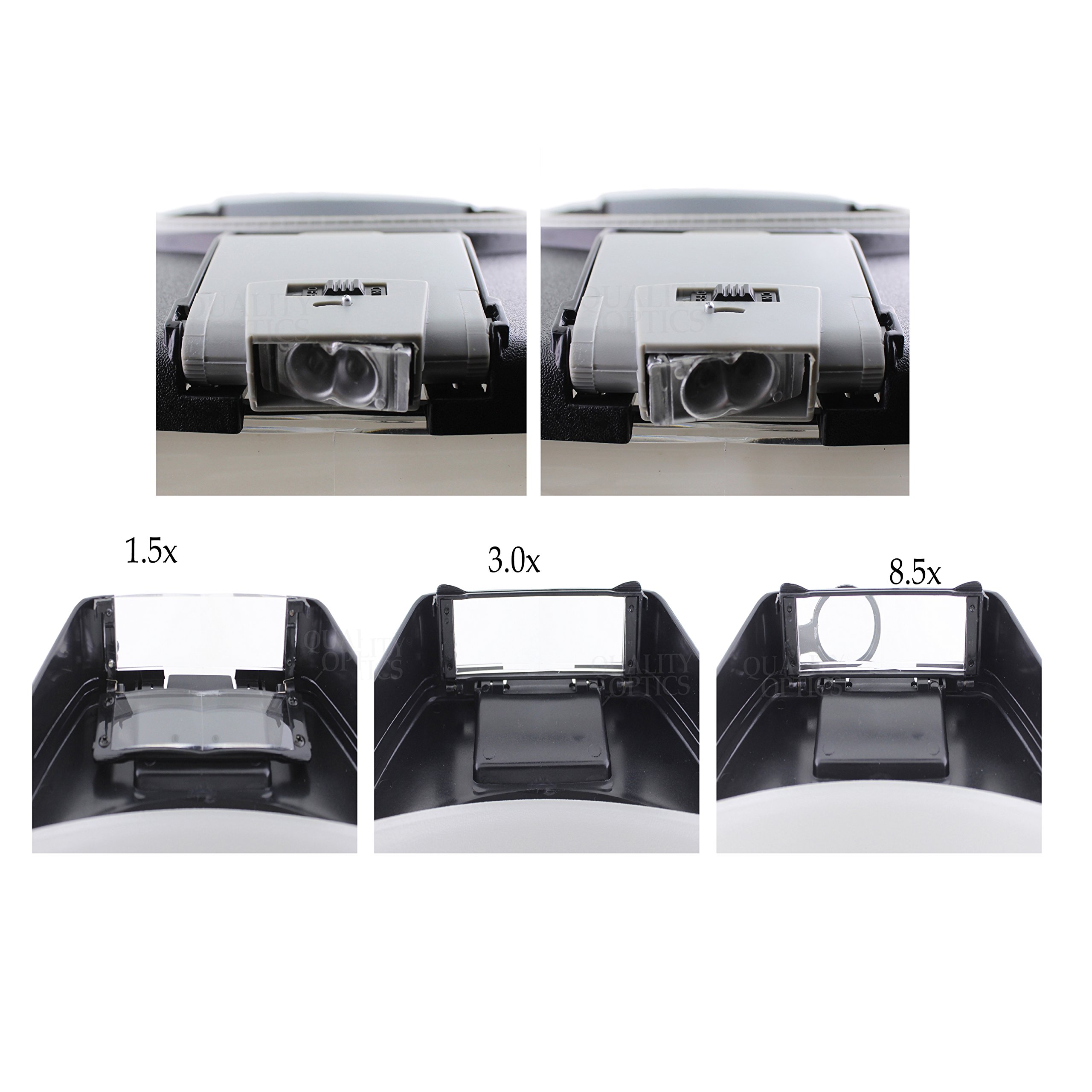 Qualität Optik Scheinwerfer Lupe 8,5 x LED beleuchtet Kopfband für präzises Arbeiten, und Lesen grau