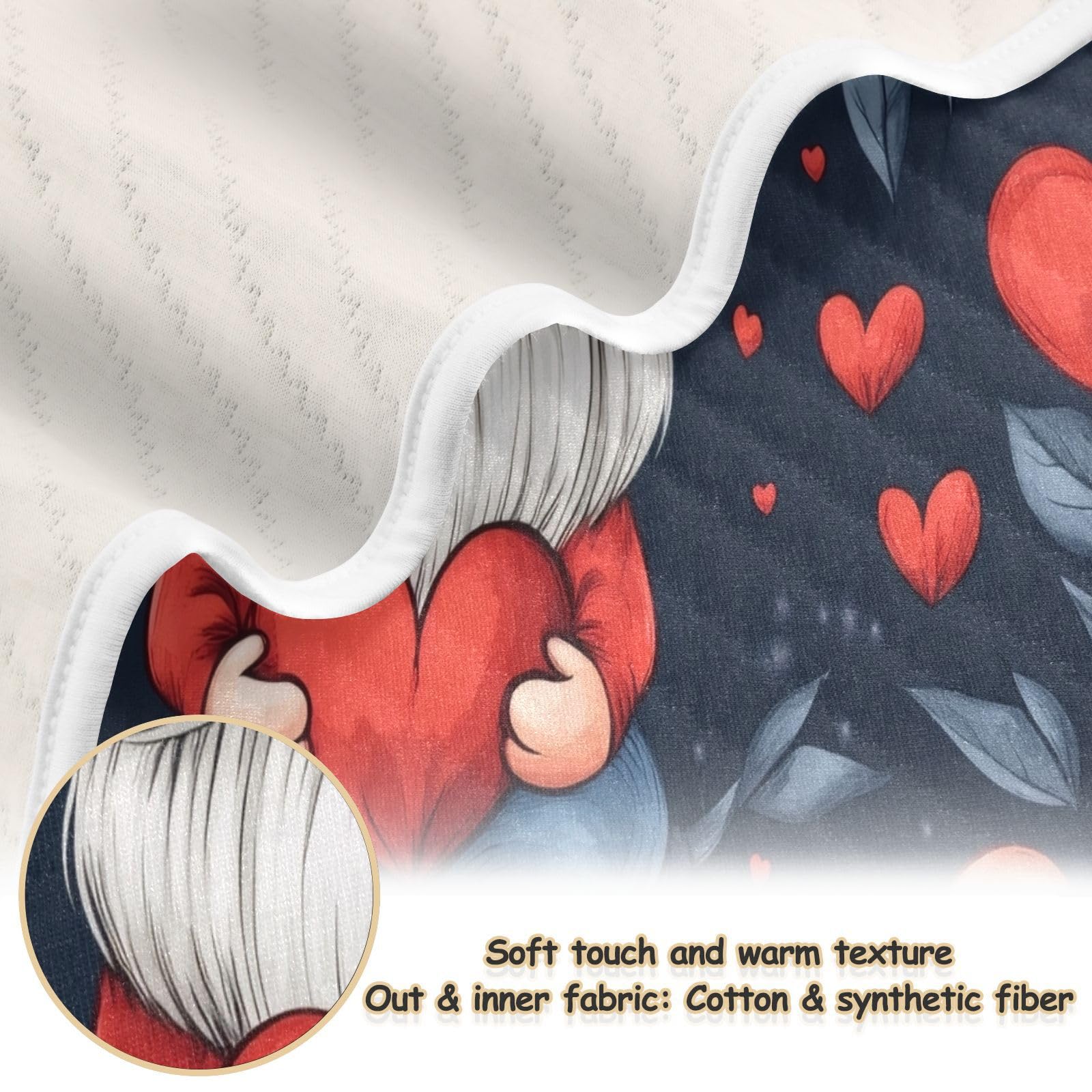 Burbuja Valentine Gnomes Baby Blanket for Boys Girls, Nursery Soft Warm Swaddling Receiving Baby Blankets, 30x40 in Toddler Blanket
