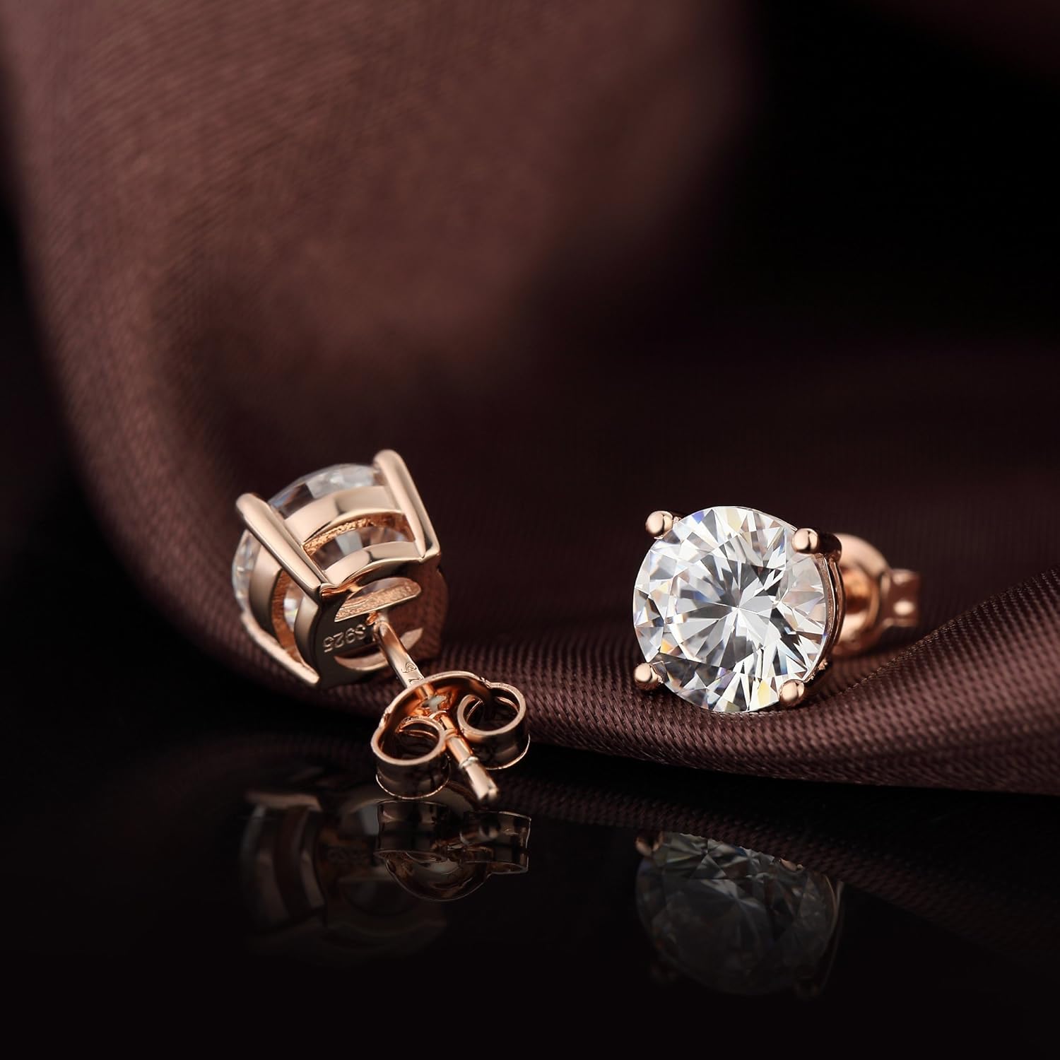 Stud Earrings Sterling Silver Fake Earrings for Men Women Cubic Zirconia Studs 4mm S925 - Image 2