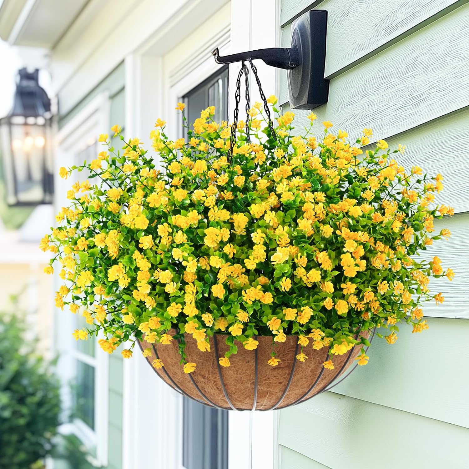 Yastouay Artificial Flowers for Outdoors UV Resistant, 14 Bundles Yellow Realistic Fake Outdoor Flowers Fake Plants, Faux Flowers for Outdoor Planters Front Porch Garden Window Box Farmhouse Decor