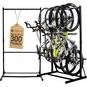 StoreYourBoard Vertical Bike Rack Garage Storage System for 5 Bikes | Freestanding Bike Rack Heavy Duty Floor Bike Stand Bicycle Organizer for Road Mountain Hybrid Kids Bikes | Holds upto 300 lb