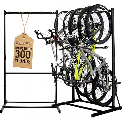 StoreYourBoard Vertical Bike Rack Garage Storage System for 5 Bikes | Freestanding Bike Rack Heavy Duty Floor Bike Stand Bicycle Organizer for Road Mountain Hybrid Kids Bikes | Holds upto 300 lb