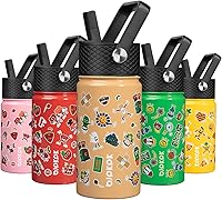 Vista 26 de BJPKPK Botella de agua aislada con tapa con pajilla, botellas de agua de metal de acero inoxidable de 15 onzas, botellas de agua reutilizables a