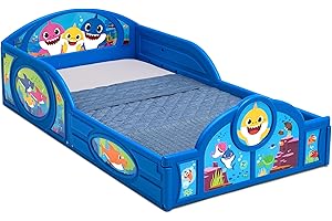 Baby Shark Plastic Sleep and Play Plastic Toddler Bed with Attached Guardrails