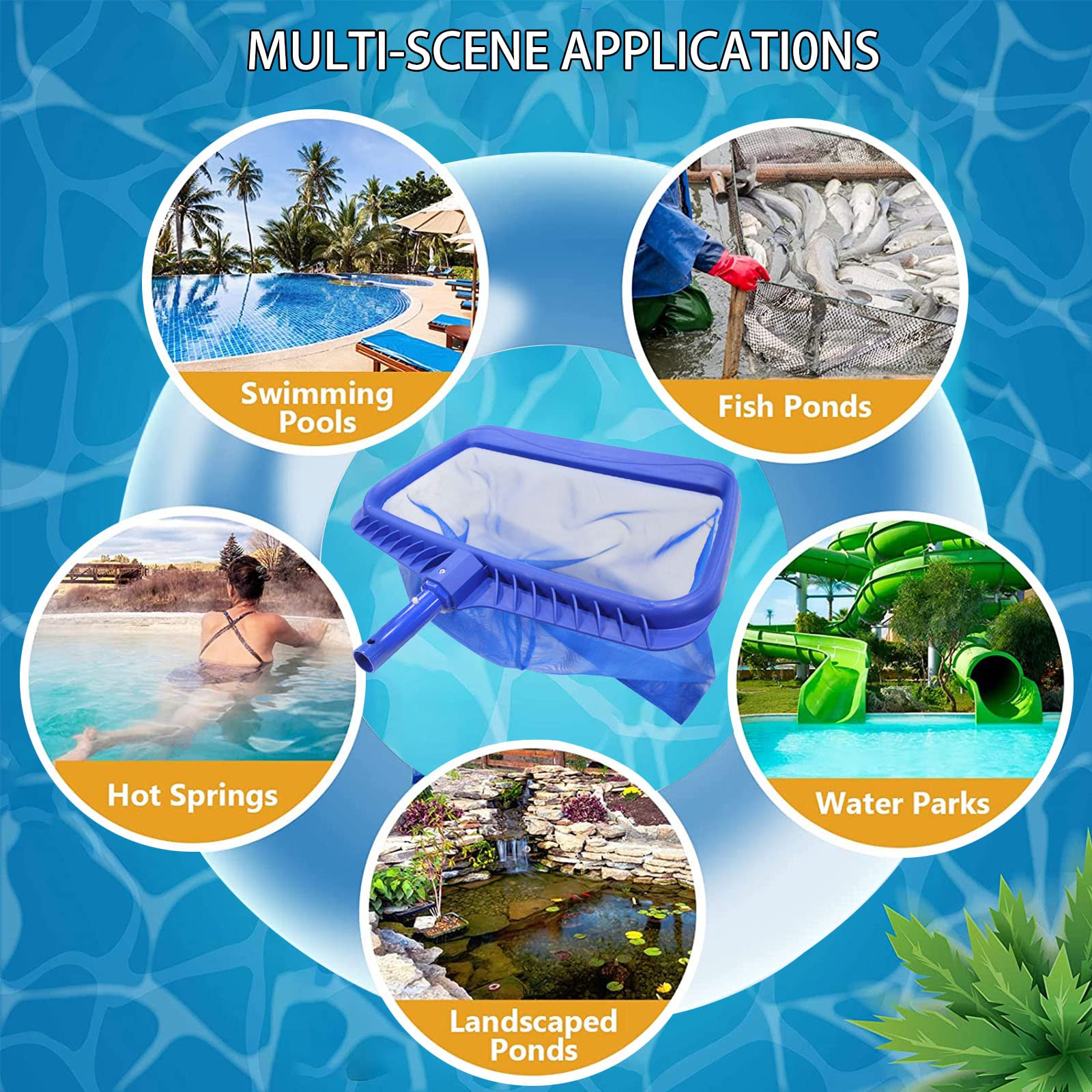 SRHIMEOS Retino per Piscina, Skimmer Retina, Skimmer Retino per Piscina Professionale con Maglia Fine e Telaio Robusto per Pulizia Detriti delle Piscina Spa Vasche Laghetto