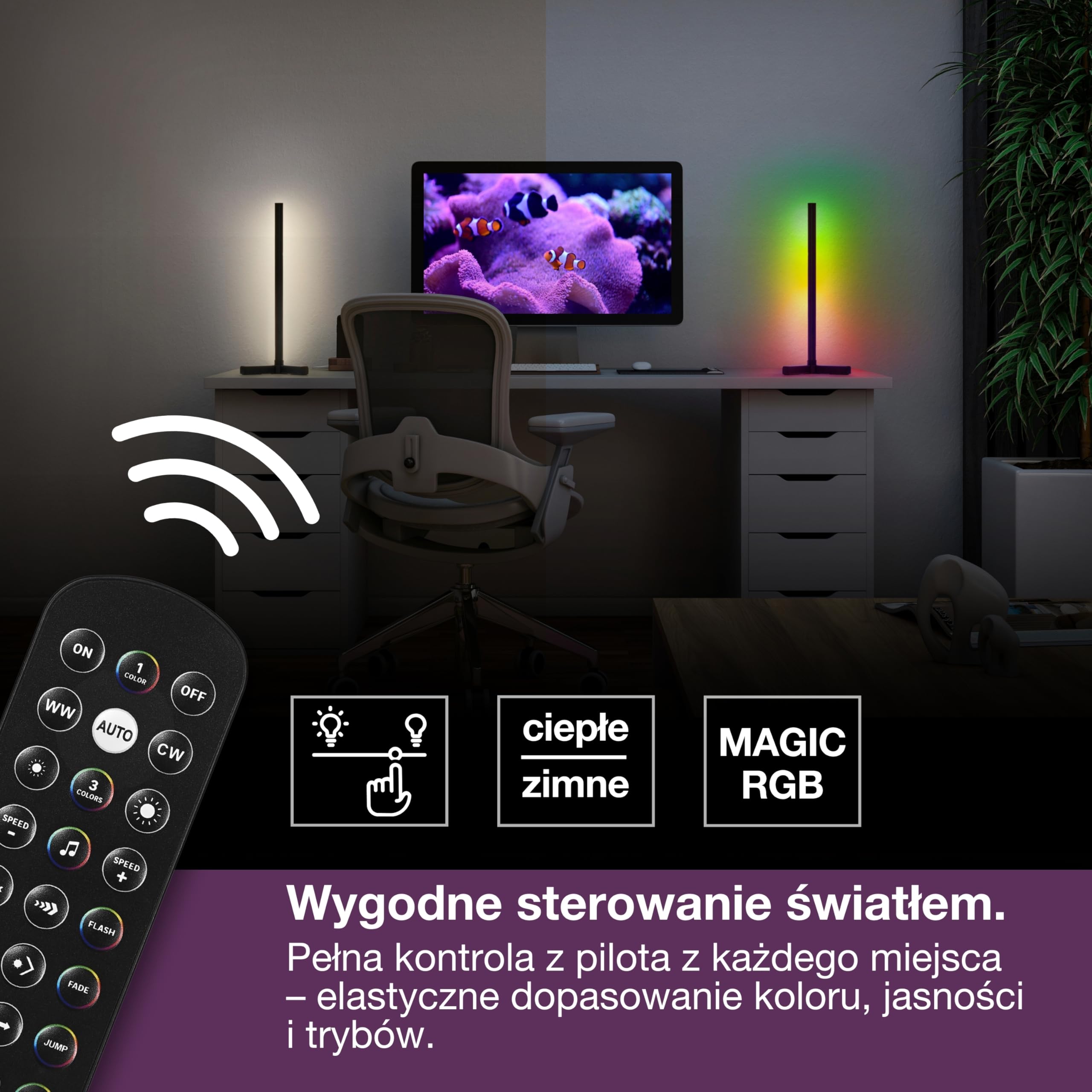 OSRAM SMART inteligentna i nowoczesna lampa stołowa do oświetlenia pośredniego z technologią WiFi, Magic RGB, ściemnialna, srebrna, aluminiowa, niewymienne żarówki