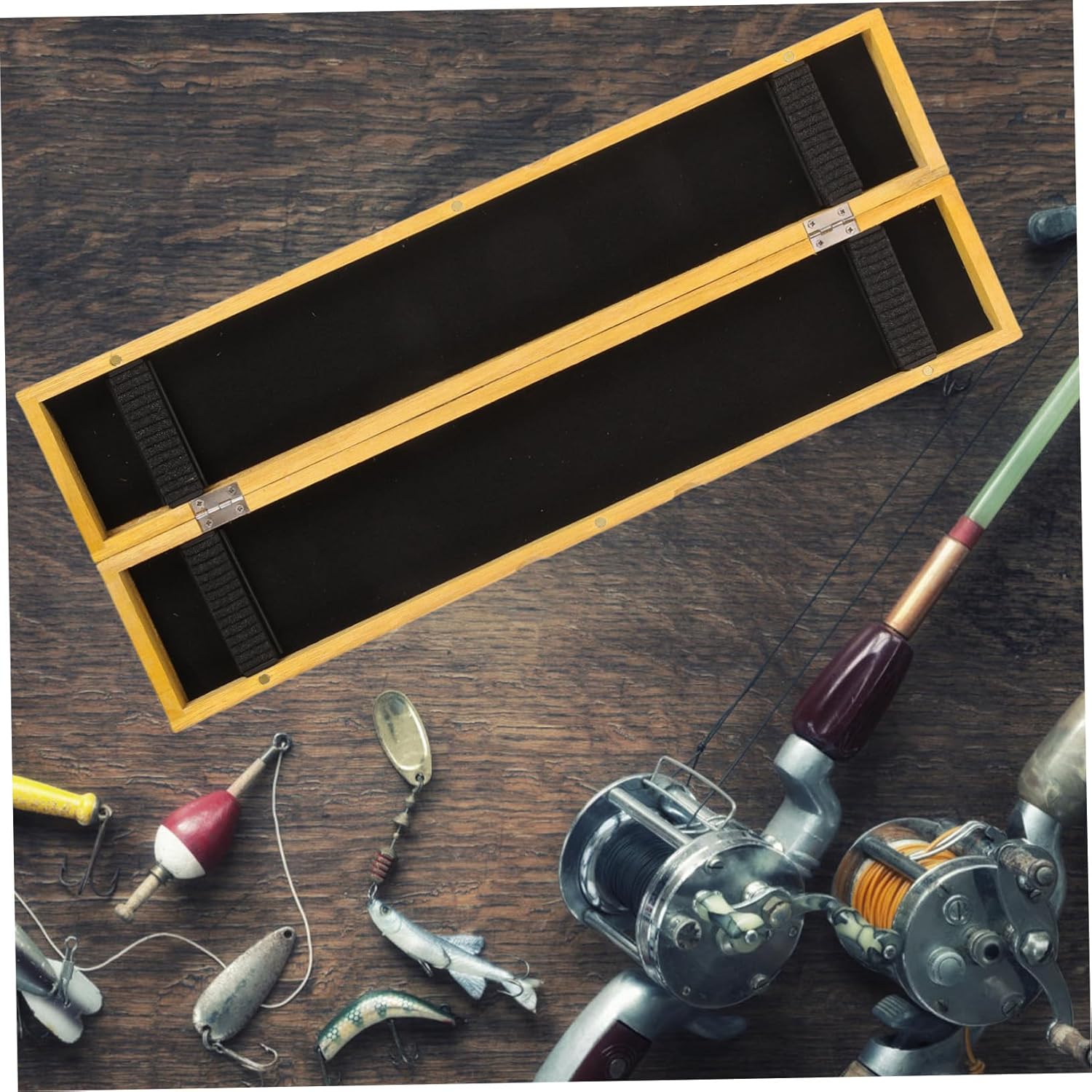 KESYOO Wooden Storage Outdoor Fishing Lure Case Tackle Accessories Equipment Organizer Holder Wood Container