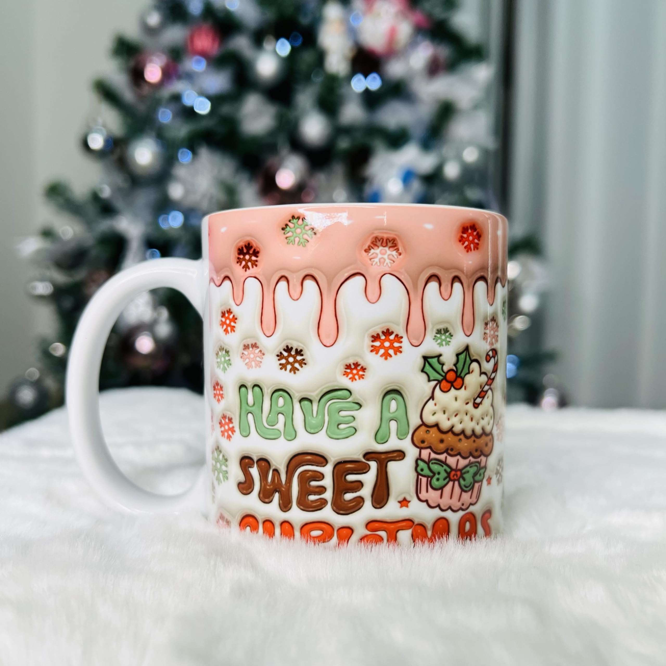 3D Effect Printed Christmas Mug | Coffee Mug | Christmas Gift | 3D Printed Design | Festive season gifts (Have a sweet Christmas)