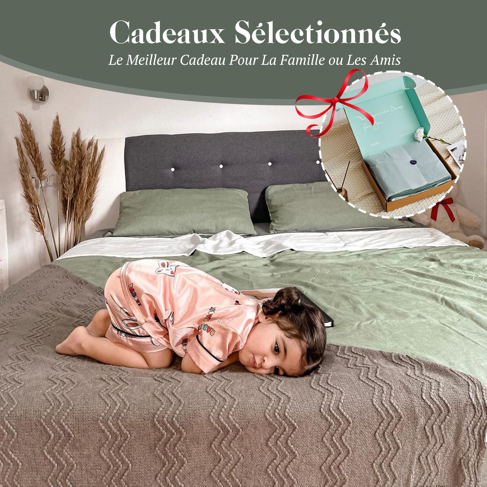 SOULFUL Housse de Couette 220x240 Coton, Verte Sauge Ensembles de Housse de Couette avec Fermeture Éclair, 100% Coton Lavé, Texture Lin, Parure de Lit 220x240 Coton avec 2 Taie d'oreiller 65x65 cm
