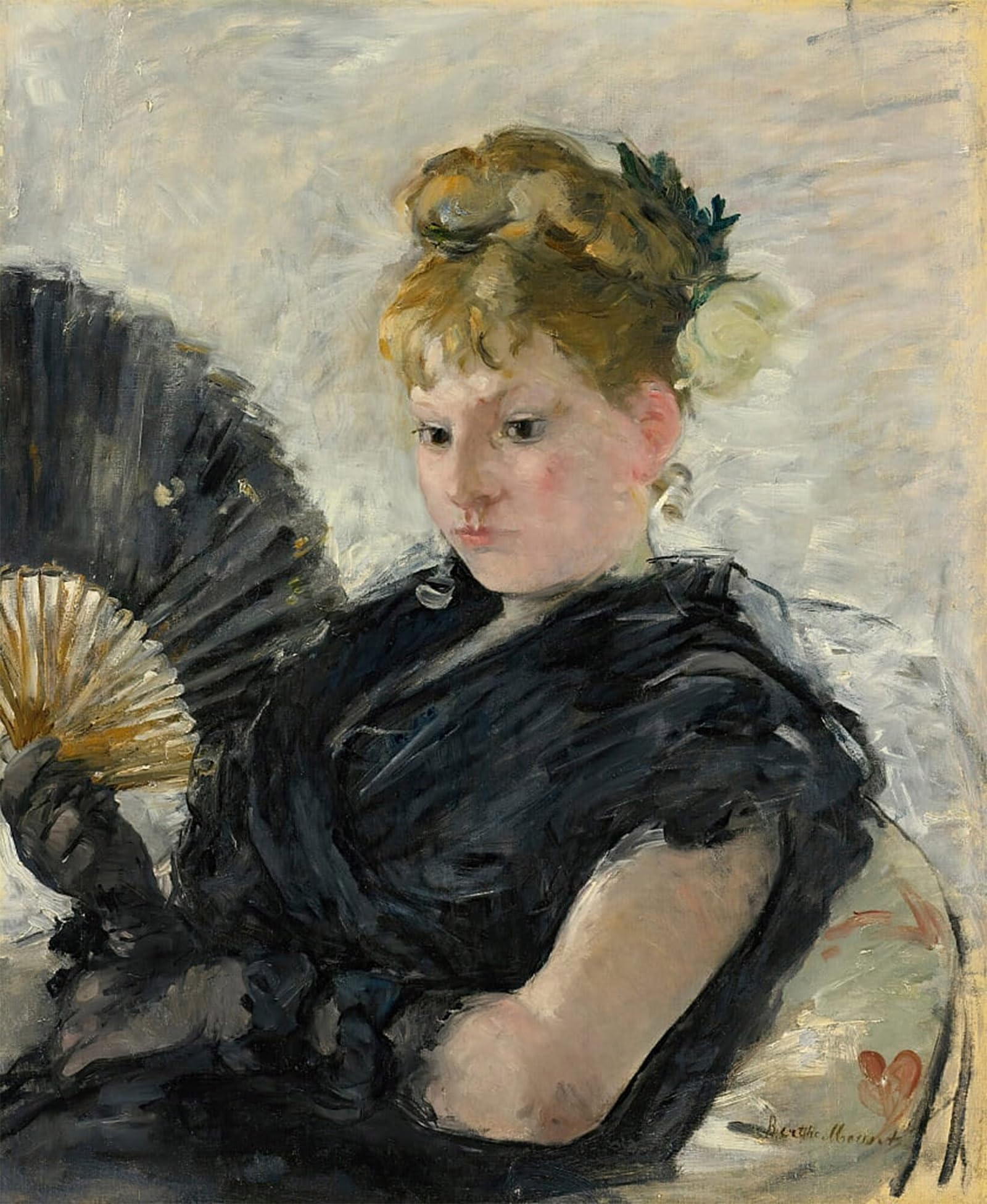SERENDIPITP Aesthetic Poster Photo Wall Print Retro Picture Woman with a Fan by Berthe Morisot Modern Wall Artwork for Home Decor 60x90cm