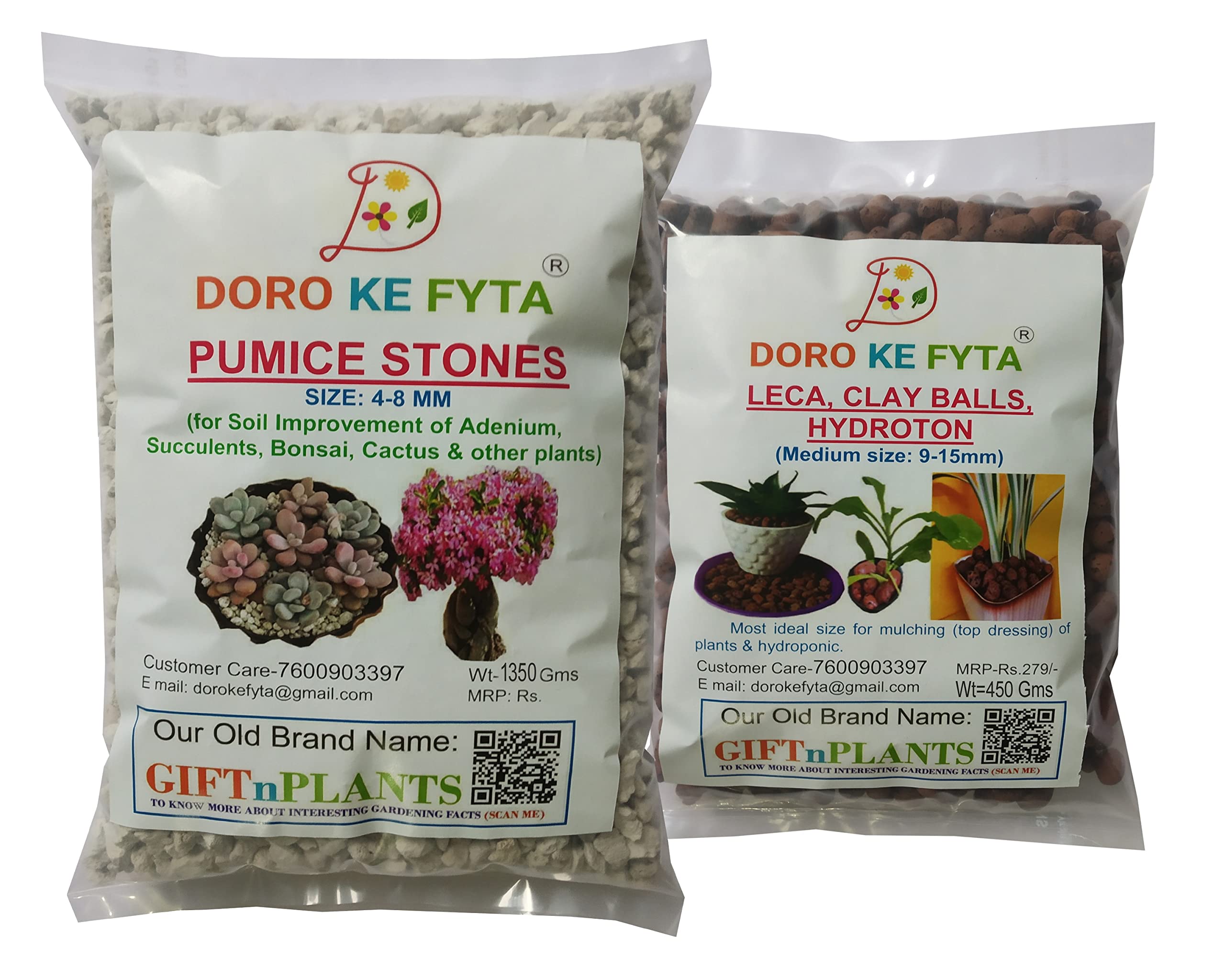 DORO KE FYTA Pumice Stones (Size: 4-8 mm) (Wt-1350 GMS) and Leca (Clay Balls) of Medium Size(9-15mm) Wt-450 GMS for Garden/Horticulture (Soil Amendment) & Mulching (B0B5QVQ7H4) Amazon Price History, Amazon Price Tracker