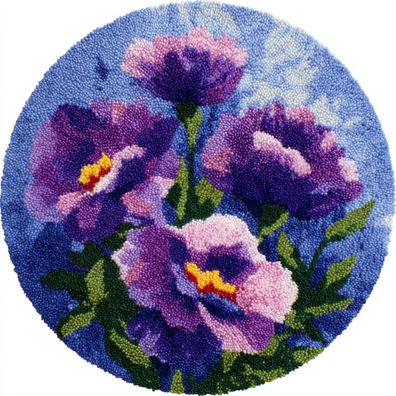 Kitquiver Tapestry Kits for Adults Purple Flowers 80x80cm