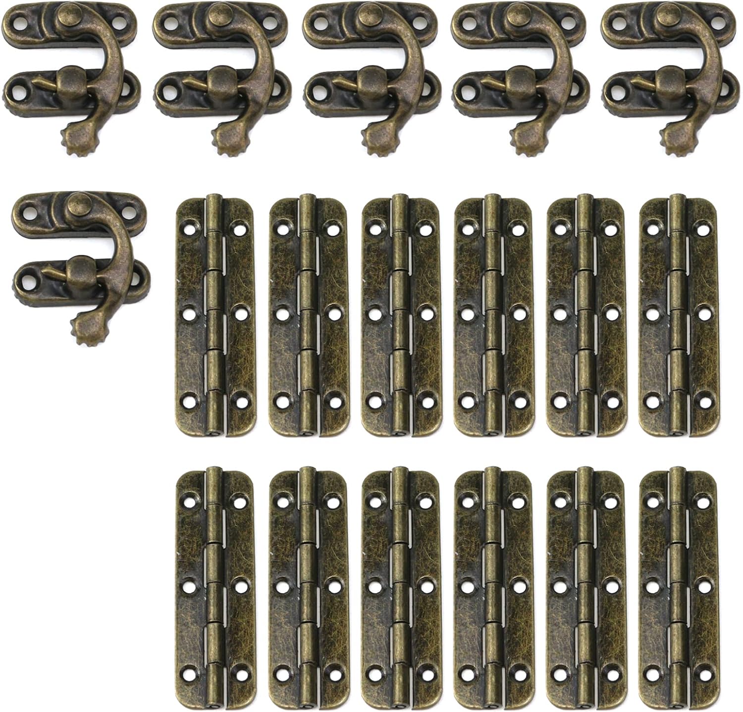 KUMGROT Vintage Decorative Hook Hasp and Small Box Hinges Right Latch Hook Jewelry Box Hardware