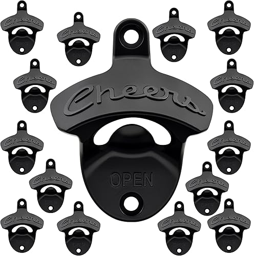 Miniatura 13 de Abridor de botellas Cheers montado en la pared de acero inoxidable para cerveza, montaje en poste dorado antiguo (paquete de 2) Cobre Antiguo,Plata