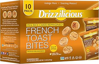 Mini Flavored Rice Cakes French Toast - Rice Crisps, Healthy Snack for Adults and Kids, Vegan, Gluten Free Snack, Allergen Free, Only 90 Calories Per Bag - .74 oz (Pack of 10)