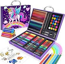 Unicorn Children's Painting Briefcase, Painting Case for Girls Age 4-12 Years, Children's Paint Case with Markers, Watercolors, Crayon, Coloured Pencils, Gifts for Children