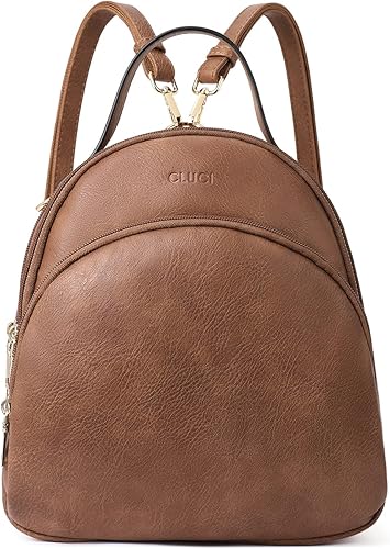 CLUCI Mochila pequeña para mujer, mochila de cuero, mochila de viaje, bolso de mano convertible, a la moda, mini bolso para libros