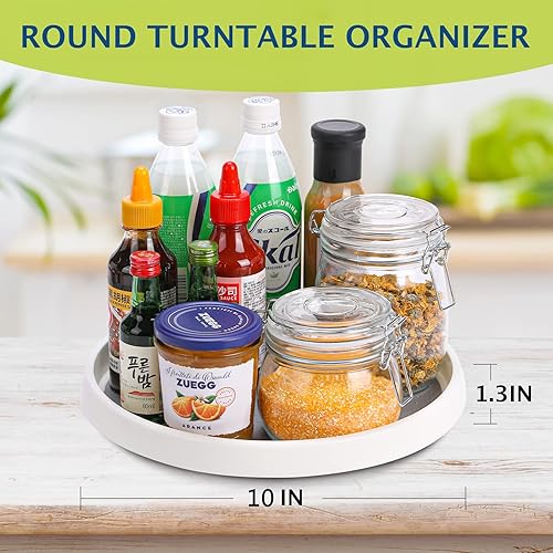 Miniatura 4 de Lazy Susan - Juego de 4 tocadiscos, organizador antideslizante de 10 pulgadas para gabinete, organización de despensa, almacenamiento de cocina,