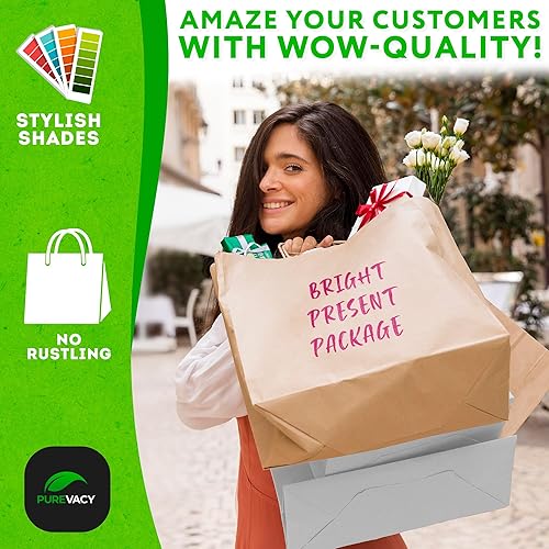 Miniatura 4 de Bolsas de papel kraft con asas. Bolsas de papel biodegradables de 150 GSM con asas para cualquier ocasión, Blanco, 13" x 7" x 17"  Paquete de 25