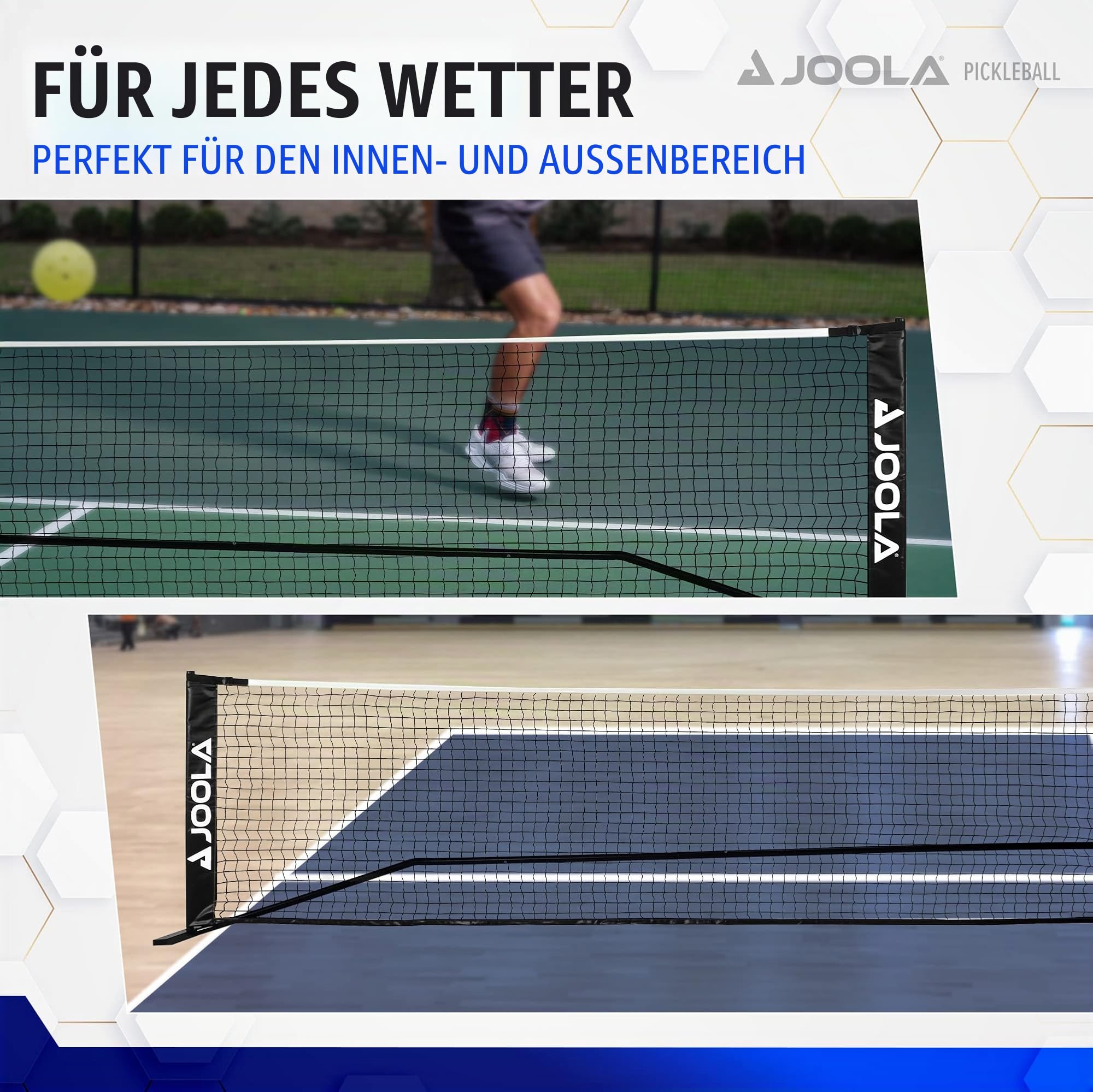 JOOLA Essentials Pickleball-Netz – Höhe 91,4 cm an Pfosten und 86,4 cm in der Mitte, USAPA empfohlene 56,9 cm Länge – Stahlrahmen und Robustes Netz, tragbares Pickleball-Netz inklusive Tragetasche