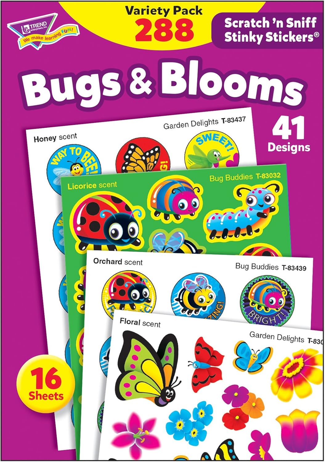 Trend Enterprises Animal Pals Stinky Stickers - 385 Piece Scratch & Sniff Variety Pack With 5 Scents