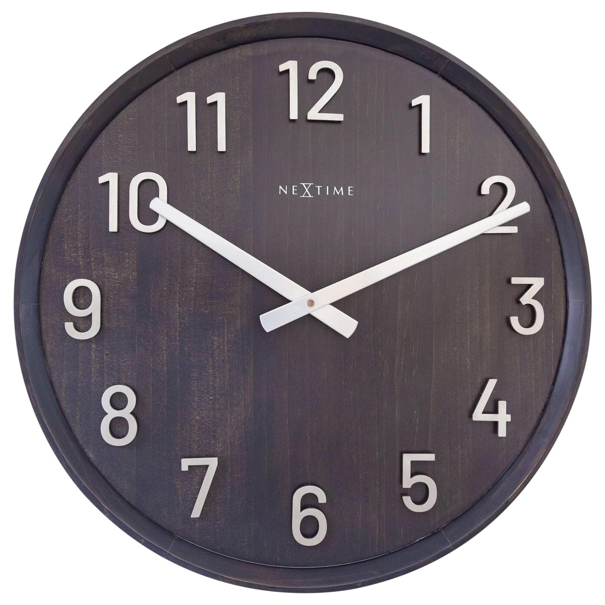 Horloge murale 50cm NeXtime design précieux noir en bois et métal