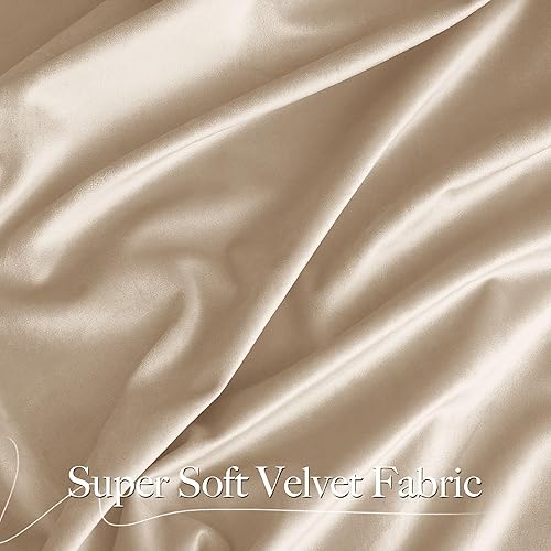 Miniatura 9 de NICETOWN Juego de 2 paneles de cortinas de terciopelo beige de 72 pulgadas, cortinas de oscurecimiento de habitación con aislamiento térmico y