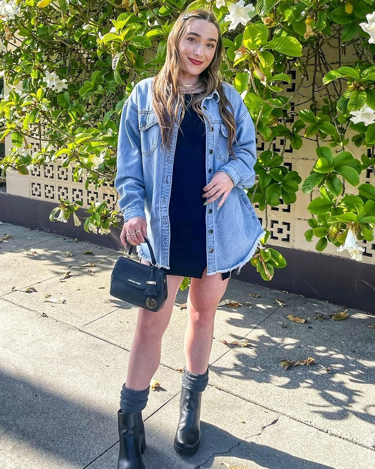 Vetinee Women’s Oversized Button Up Frayed Hem Shacket Long Sleeve Pockets Denim Jean Jacket - Image 5