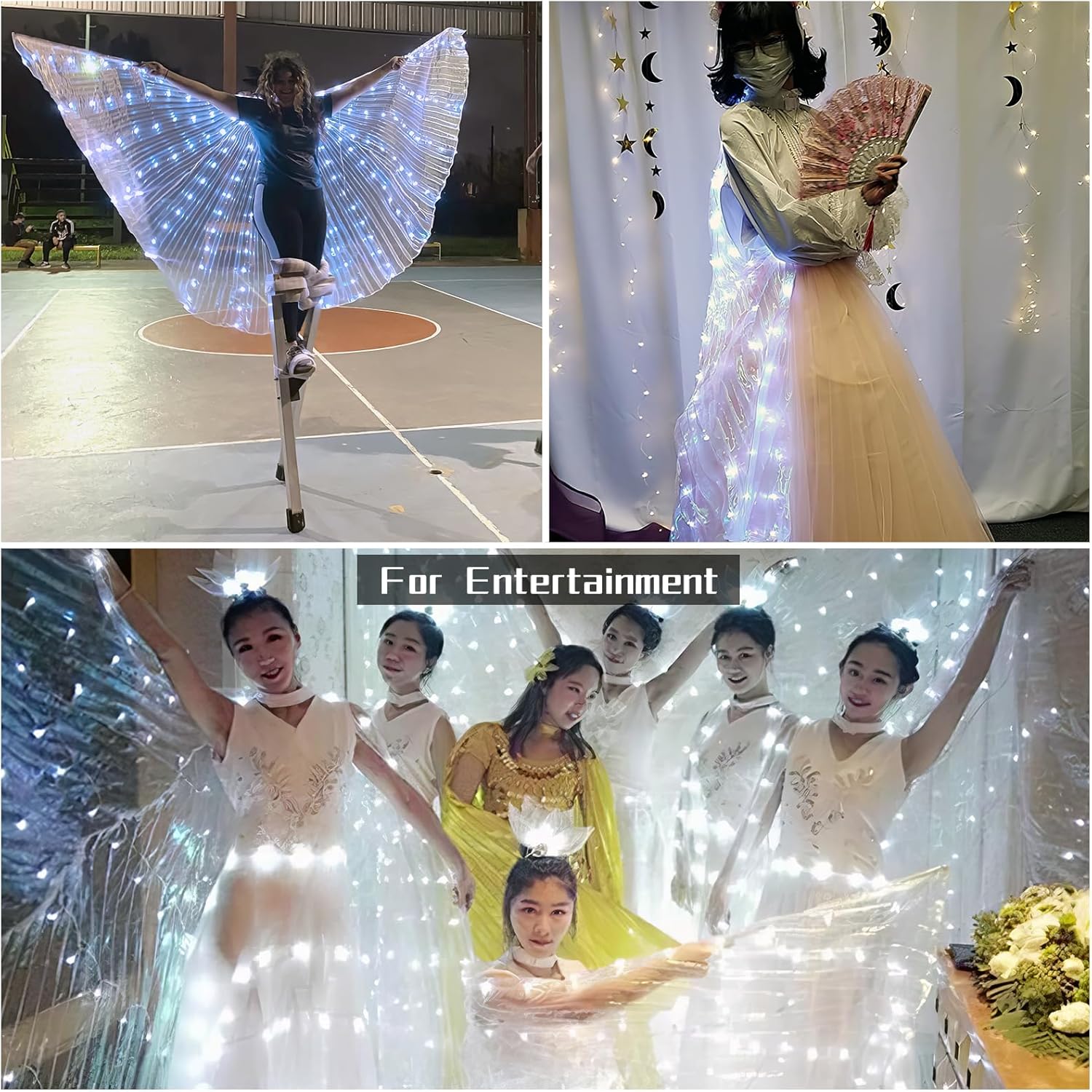 ZFBIRD LED Butterfly Wings Light Up Fairy Wings Luminous Butterfly Costumes for Halloween, Christmas and Belly Dance