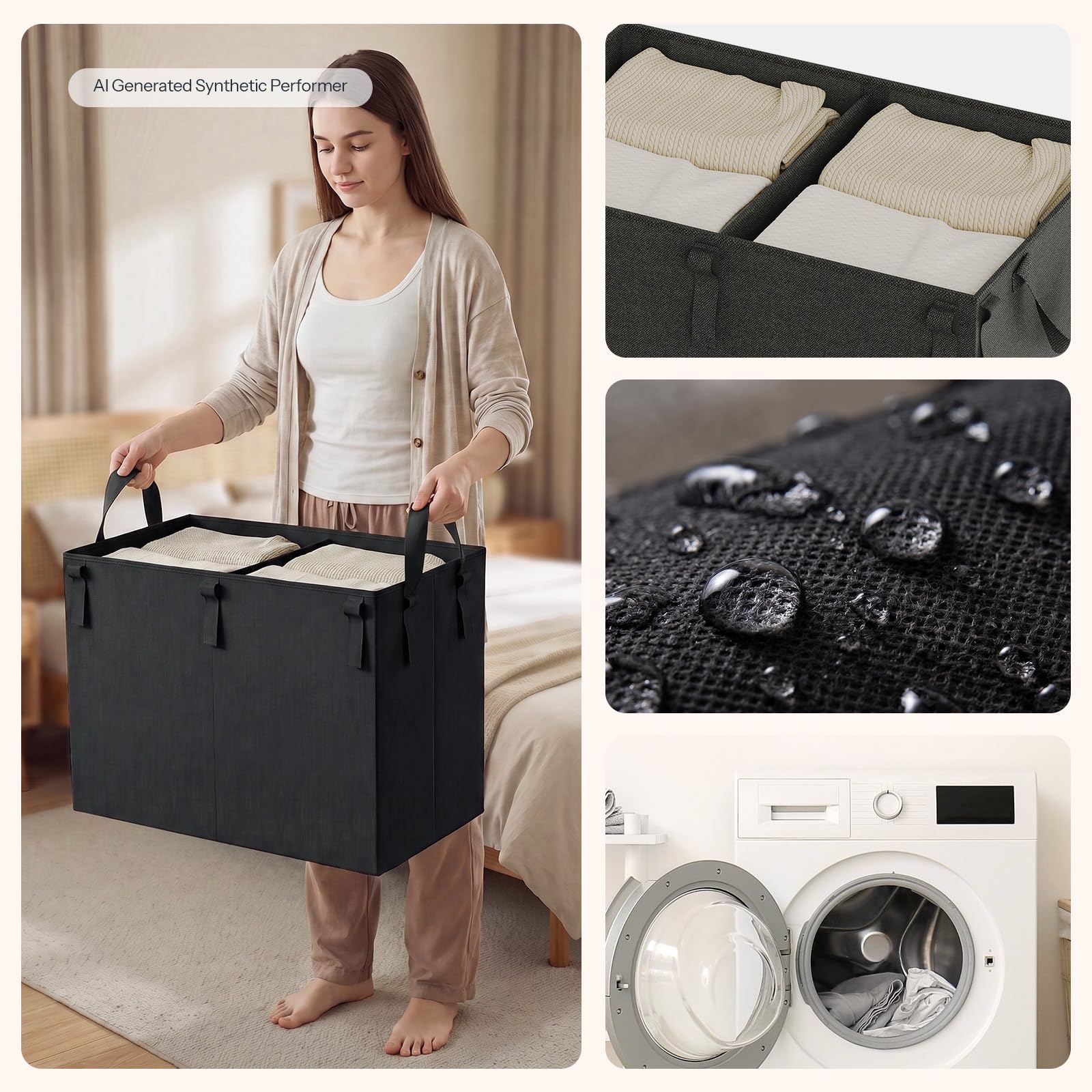 HOOBRO Chariot à Linge à Double Compartiment avec Tringle à Vêtements