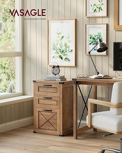 Miniatura 2 de VASAGLE UOFC054T41 - Archivador con 3 cajones, soporte para impresora, tamaño A4, tamaño carta, carpetas de archivos colgantes, estilo moderno