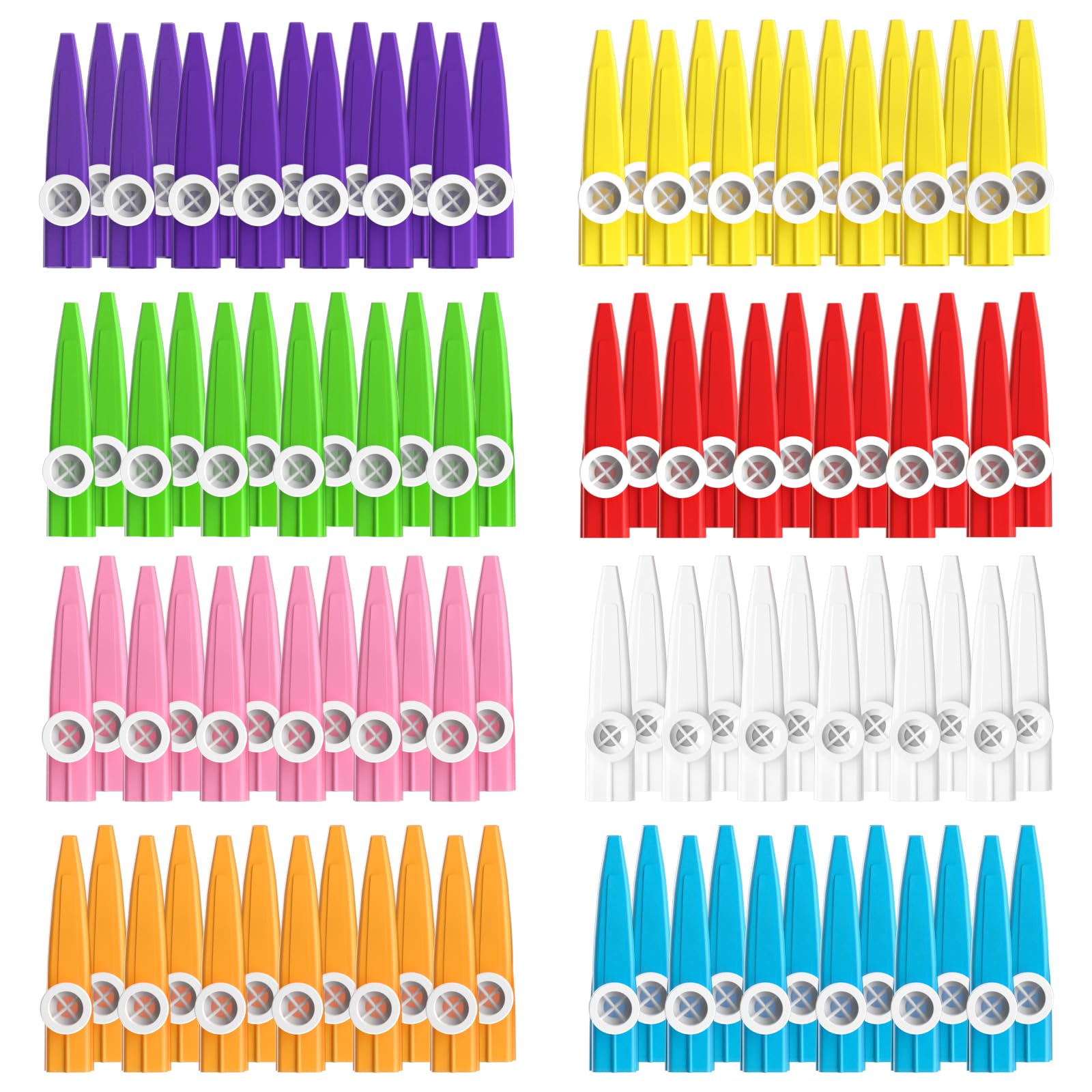 Kazoos Musikinstrumente aus Kunststoff für Kinder, 8 Farben, 100 Stück, ideal für lustige Zusammenkünfte und als Geschenk, Partyzubehör, Geschenktütenfüller