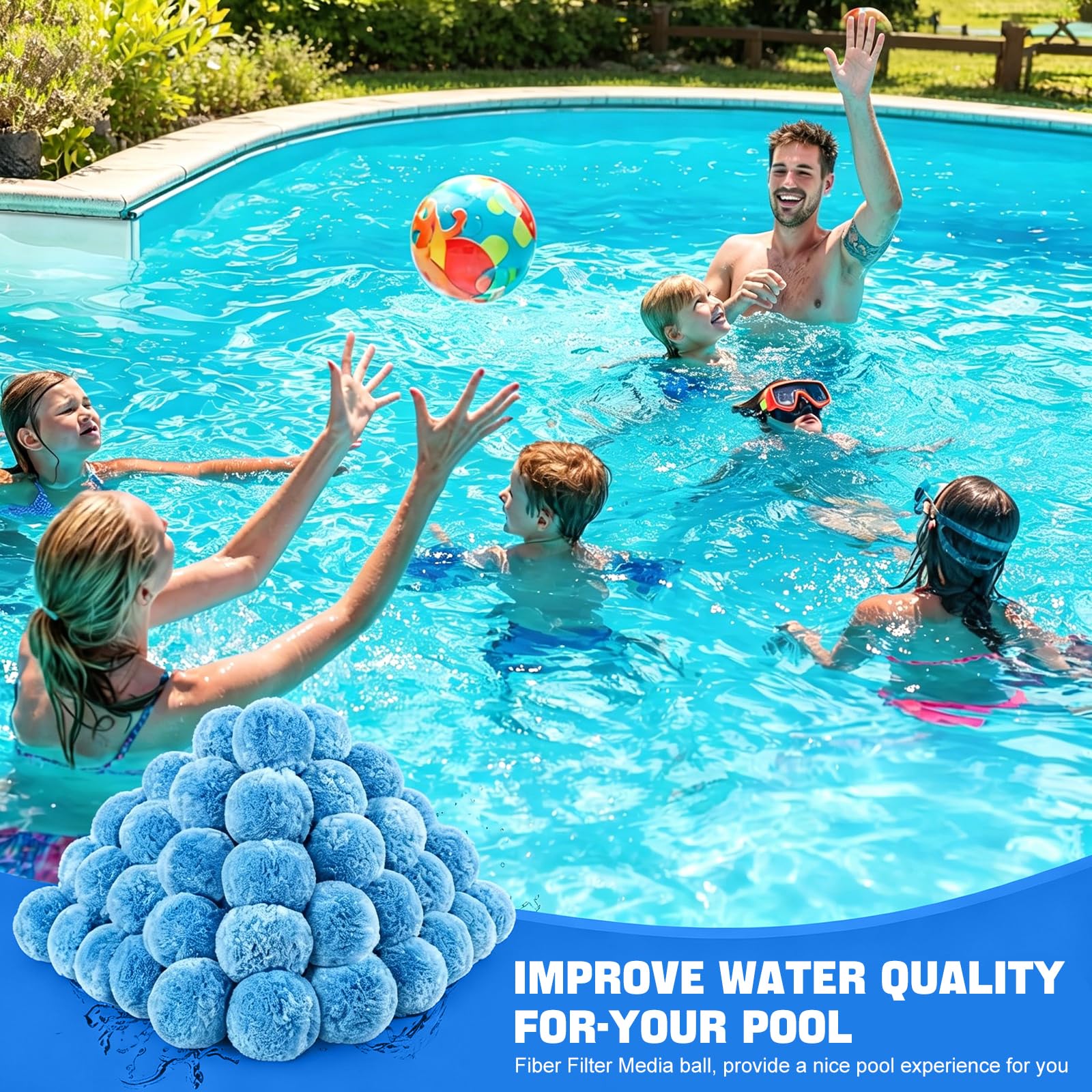 1300g Bolas Filtro Piscina, Vidrio Filtrante para Piscina, Sustituye 45kg Arena de Filtro, Bolas Filtrantes Piscina para Filtro de Arena, Bomba de Filtración, Acuario, Medio Filtrante Reutilizable