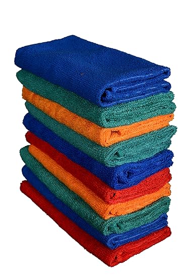 Sheen 270 GSM Microfiber Cleaning Cloth (Multicolour, 30X35 cm) Pack of 10, Lightweight and Economical