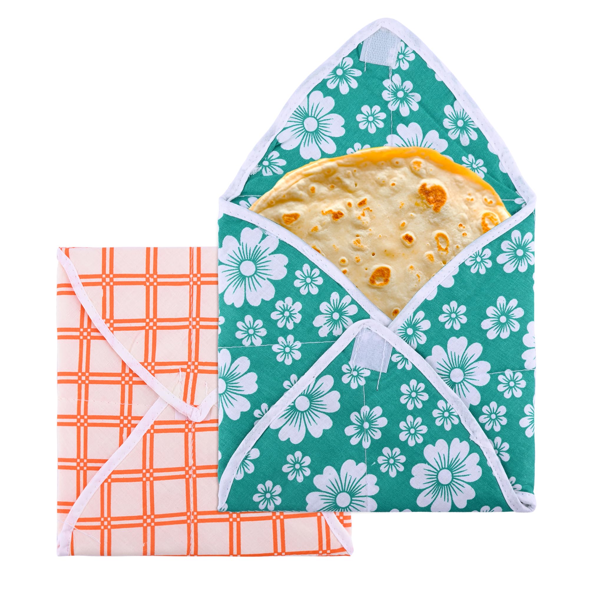 Kuber Industries Multicolour 2 Pcs Square Cotton Roti Cloth/Cover | Machine Washable Soft Kitchen Cloth For Keeping Chapati/Paratha Fresh & Warm | Safe & Hygienic Roti Kapda |