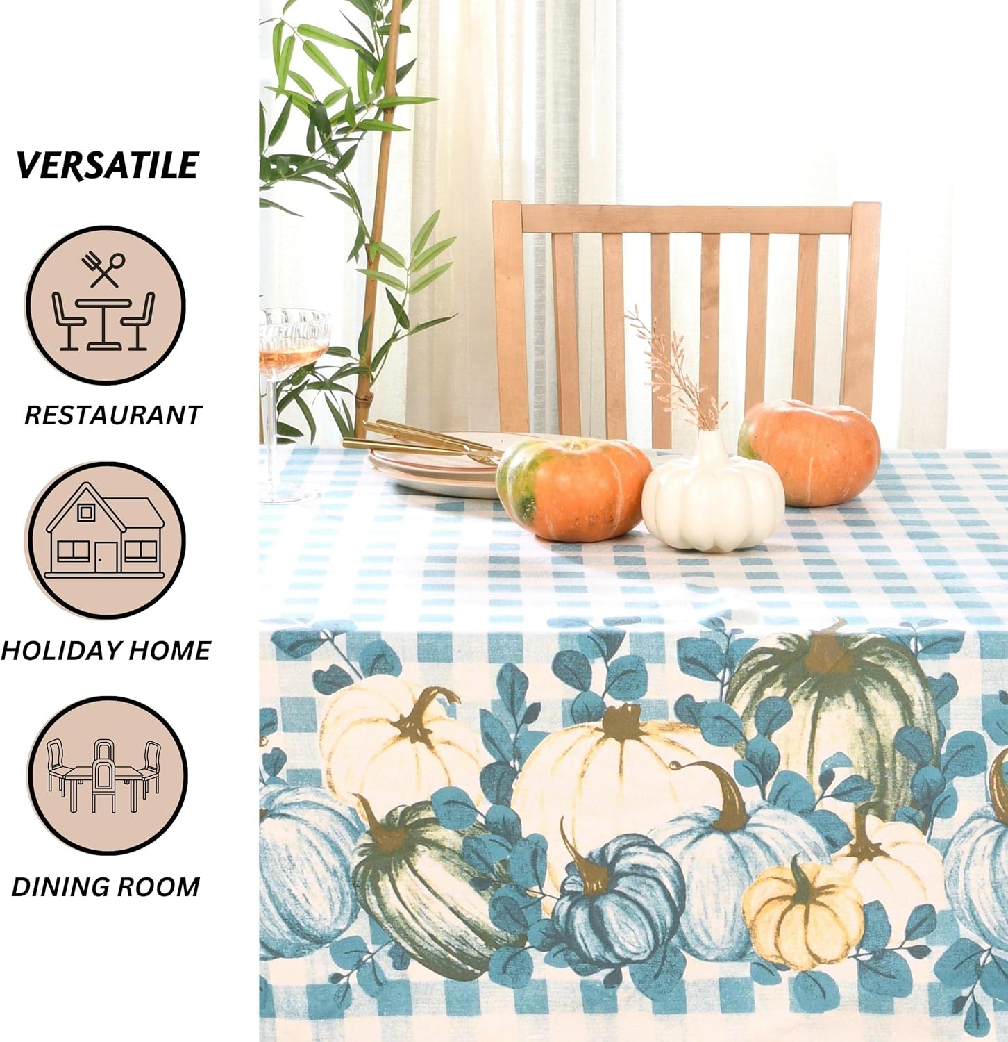 Folkulture Table Cloth | (60 x 84) Fall Tablecloth for Dining Room | 100% Cotton Table Cover for Fall Decorations for Home | Farmhouse Tablecloth or Tablecloths Rectangular | Thanksgiving Decoration