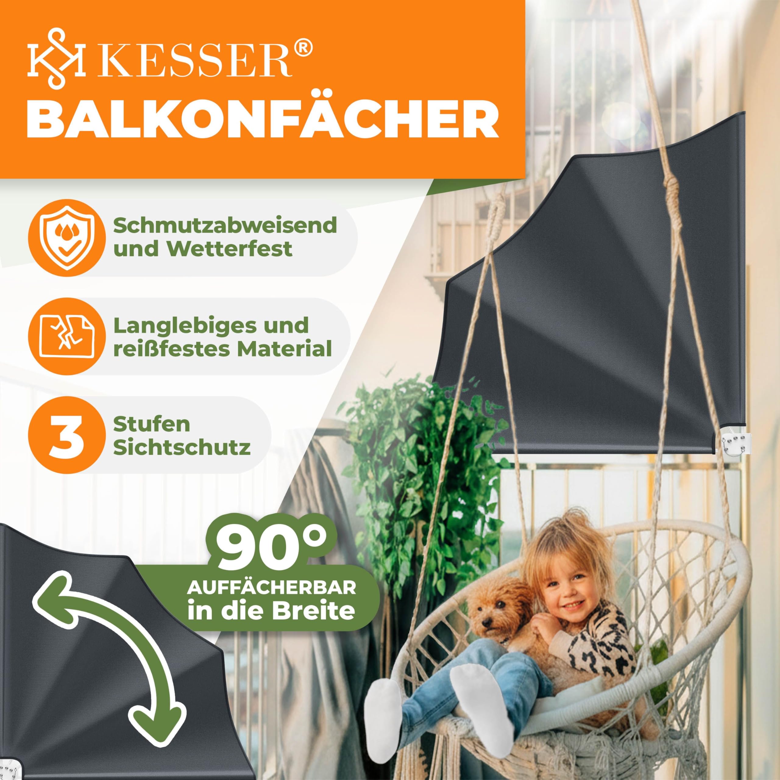 tectake Opvouwbaar balkonscherm met muurbeugel 140x7,5x140cm, Beige | Leen Bakker