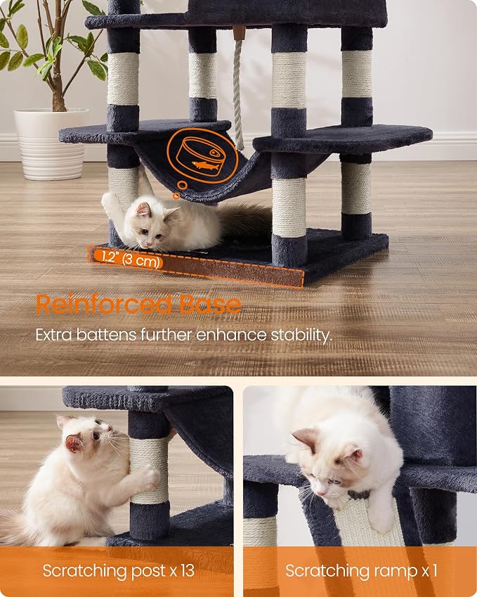 Árbol para gatos Feandrea, 66.1 pulgadas, multi nivel, gris ahumado miniatura 8