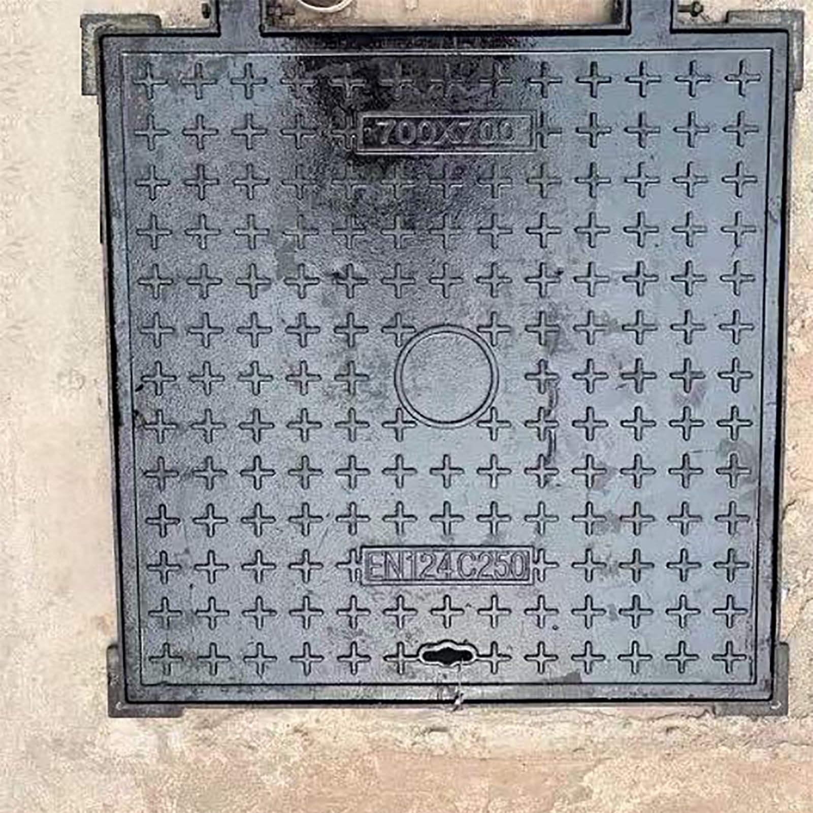 Arqueta con Tapa, Tapa Cuadrada para Aguas Residuales, Tapa de Tanque Séptico con Marco, Tapa de Inspección para Entrada de Vehículos y Patio(60x60cm/24x24in)