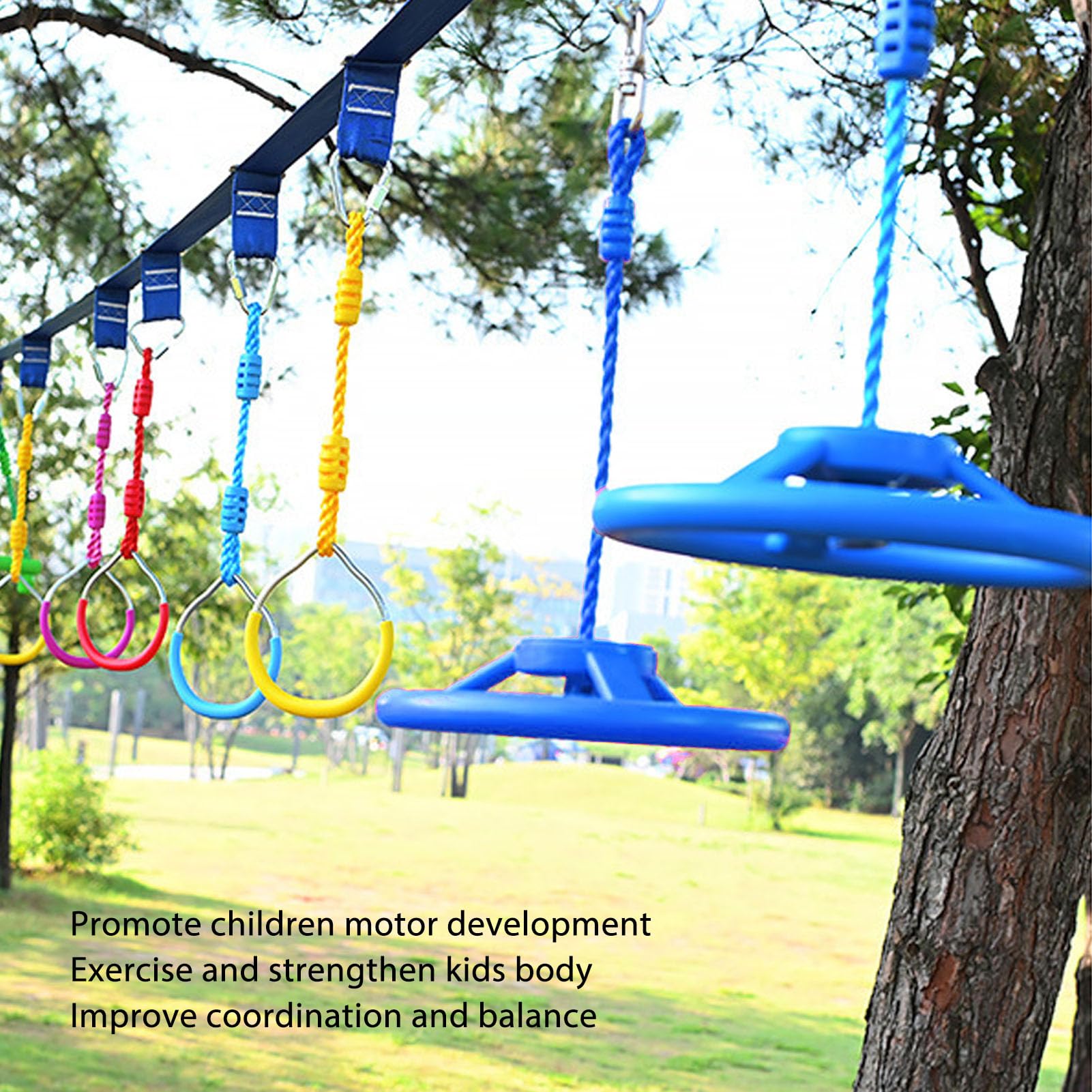 Rueda Giratoria para Gimnasio Infantil, Juego De Rueda De Mono Columpio Portátil con Cuerda, Equipo De Juego Multifuncional para Interior Y Exterior para Niños, Construcción De Plá