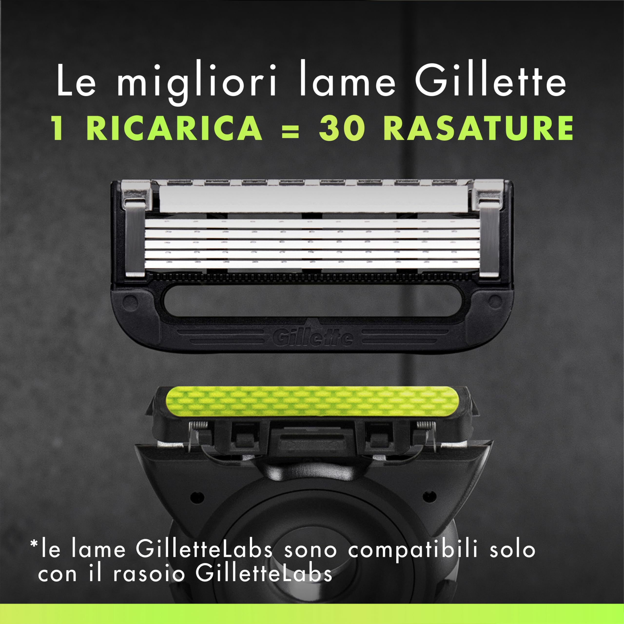 Gillette Labs Rasoio a Mano Libera con Barra Esfoliante e Lamette di Ricambio, 1 Manico + 5 Lamette Gillette Labs di Ricambio, Include Gancio da Parete e Custodia da Viaggio