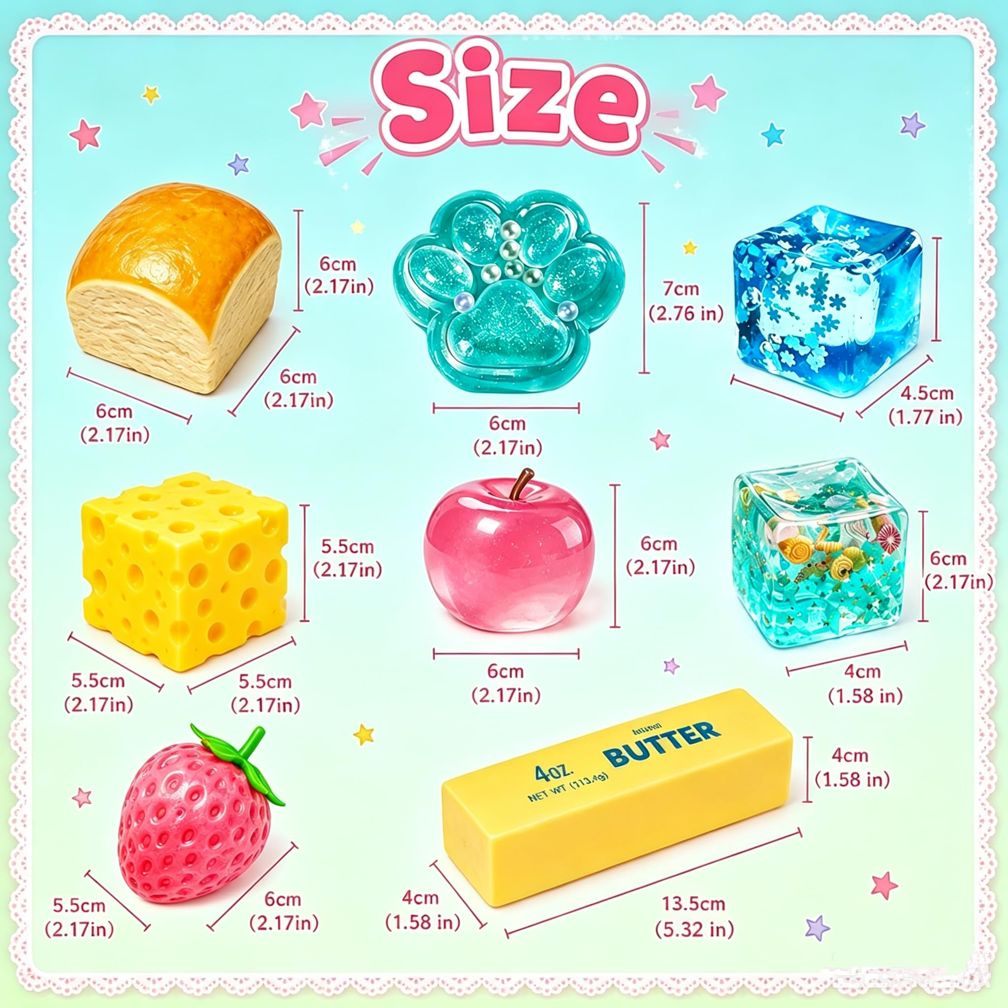 8 PCS Squishy Box, Squishy Mystery Fun Box Set, Butter, Dumpling, Fraise Balles Anti-Stress réalistes à Presser, à remontée Lente - Jeux - Jouets